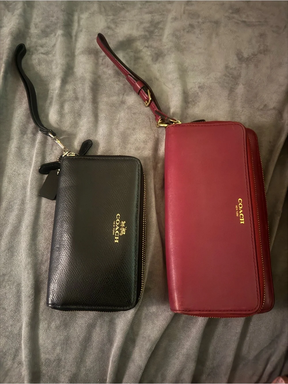 COACH Wristlet Wallets in Black and Wine Red